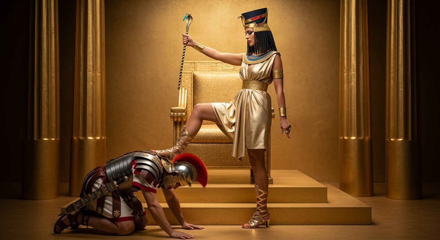 Egyptian Queen in Gold Throne Room, Professional Photography