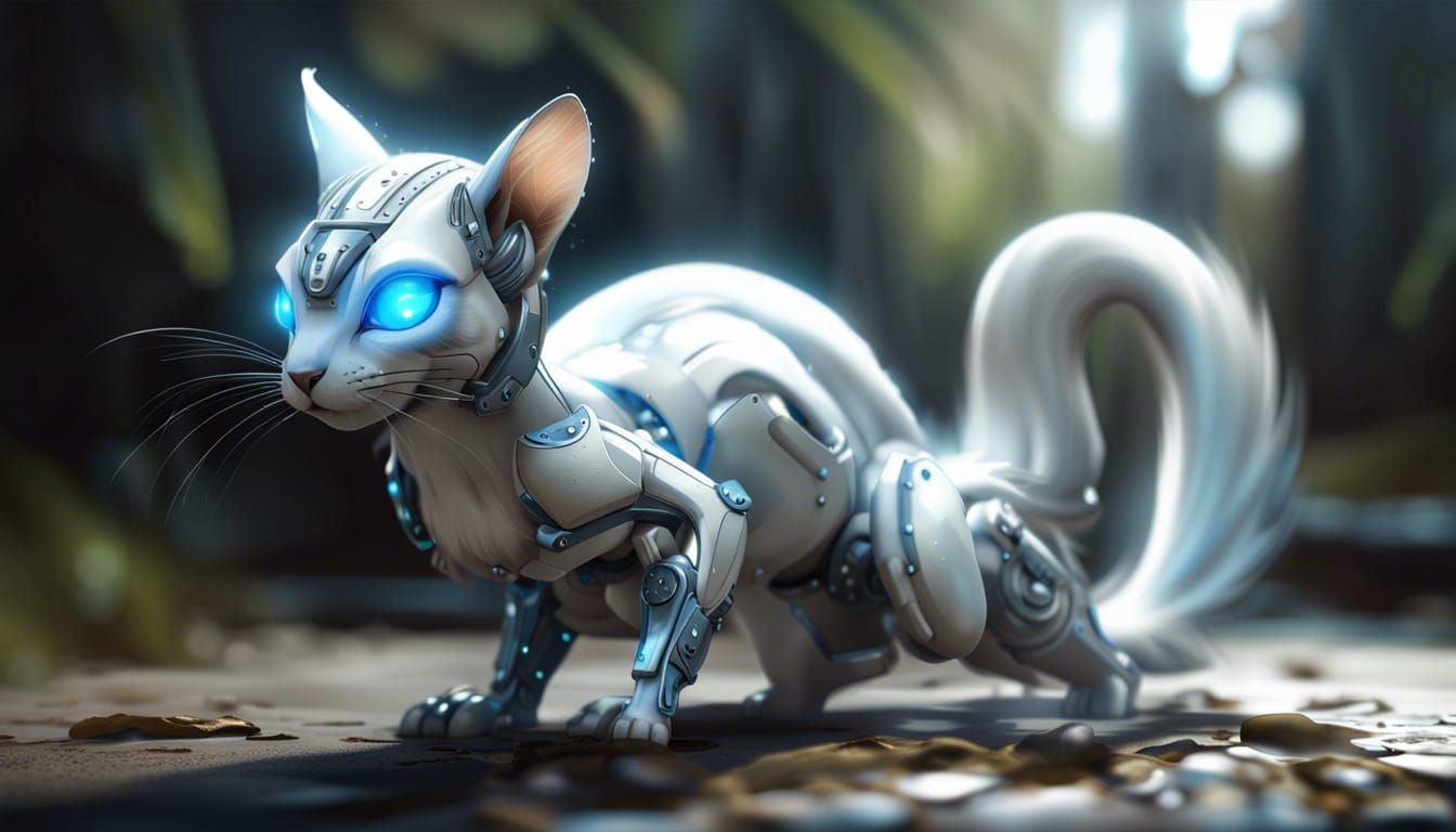 Cyborg Squirrel AI Pet in Dark Fantasy Style