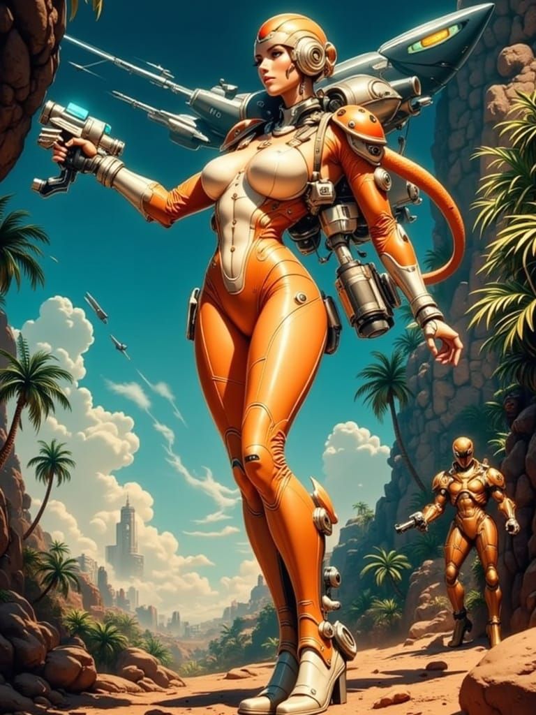 Retro Space Woman on Jungle Planet Comic Book
