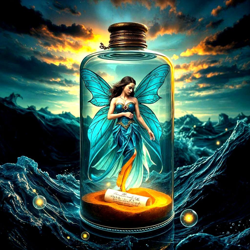 Lost Faerie in a Bottle: Dark Fantasy Concept Art