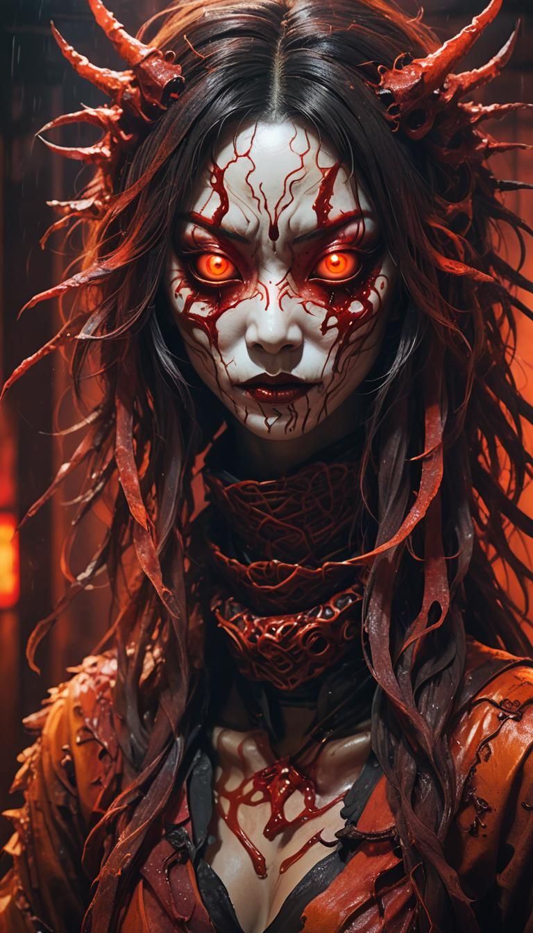 Eerie Blood Girl in Mask: Japanese Horror Anime