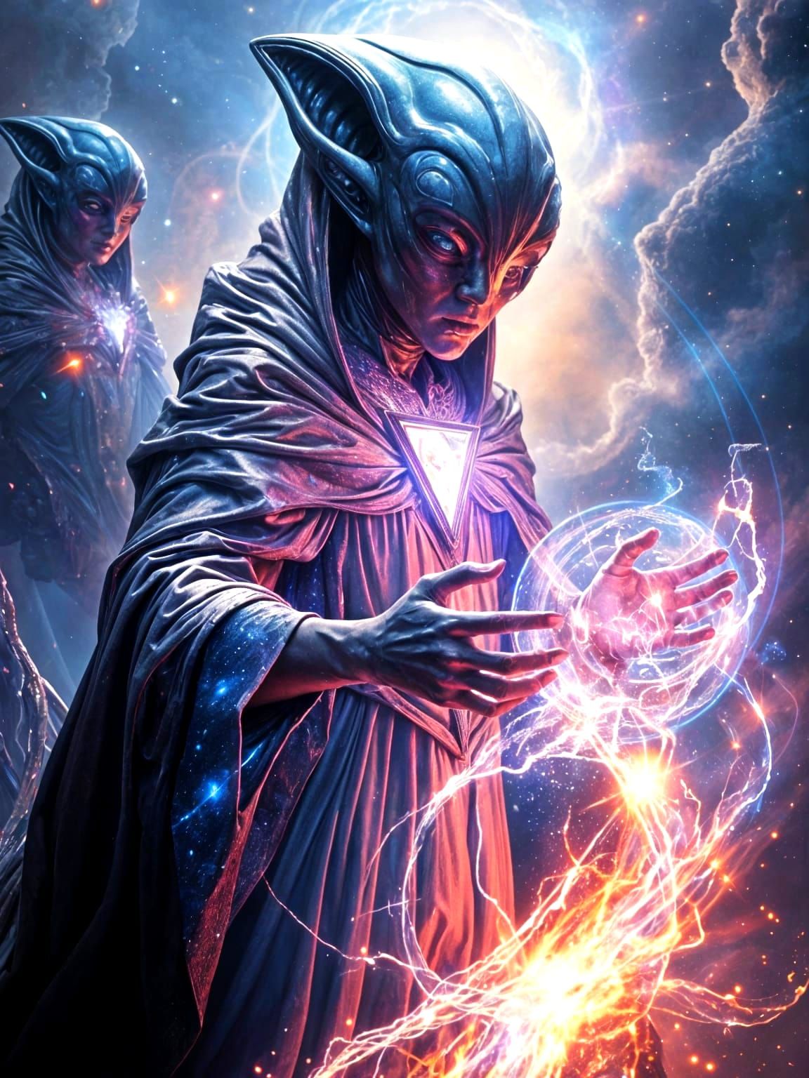 Mystical Alien Conjuring Cosmic Energy
