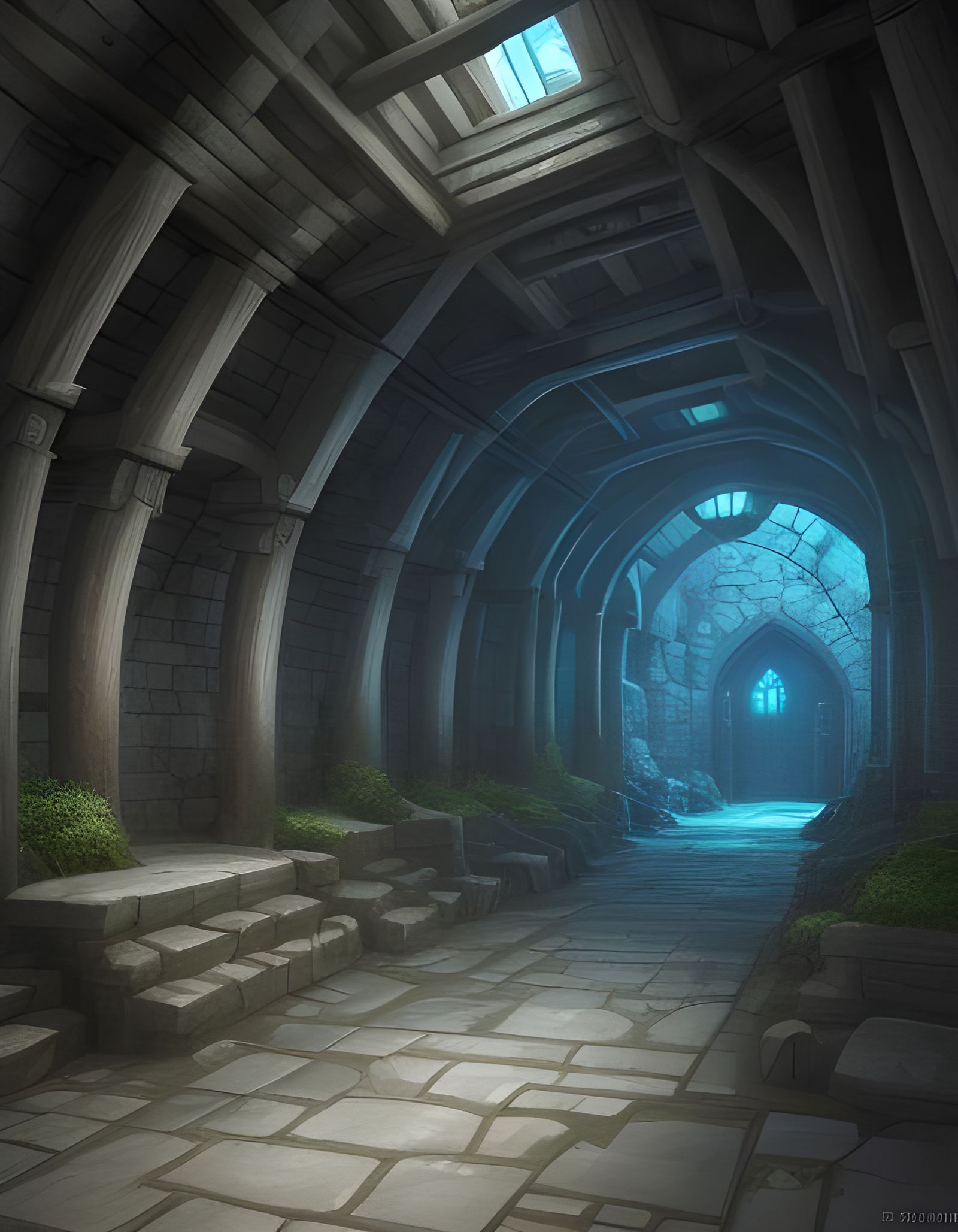 Detailed Fantasy Dungeon Crypt in Anime Style