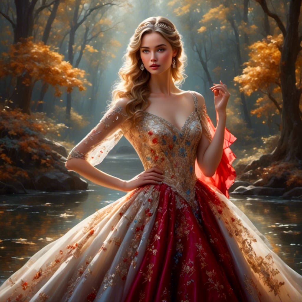 Enchanting Princess in Moonlit Forest Glade