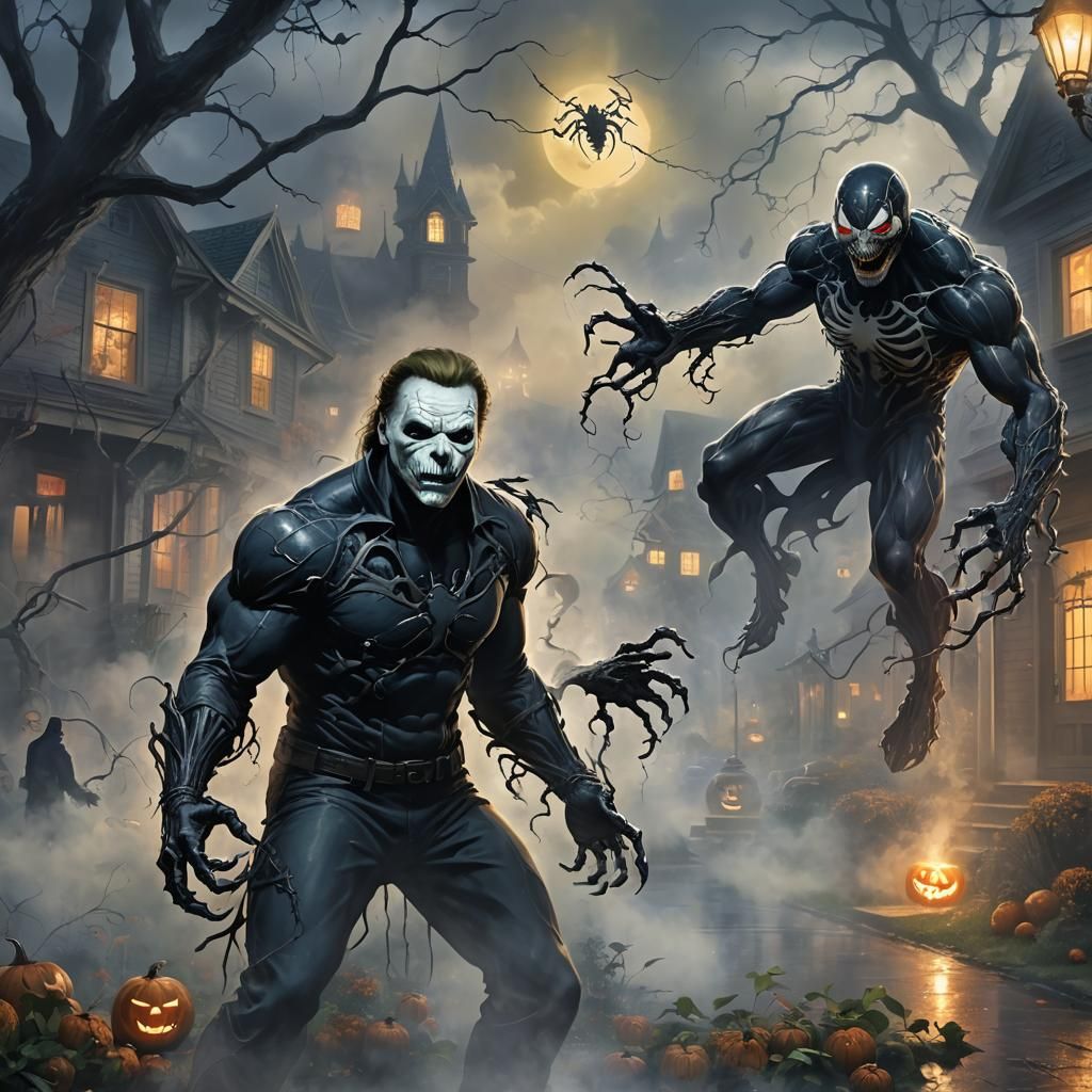 Venomized Michael Myers in Ethereal Fantasy Style