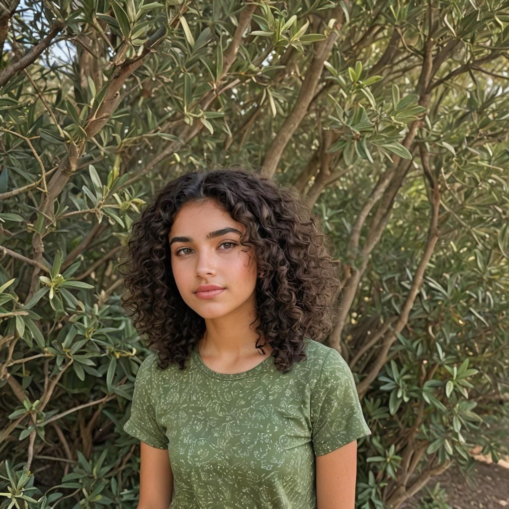 Athletic Arabian Girl with Long Curly Hair