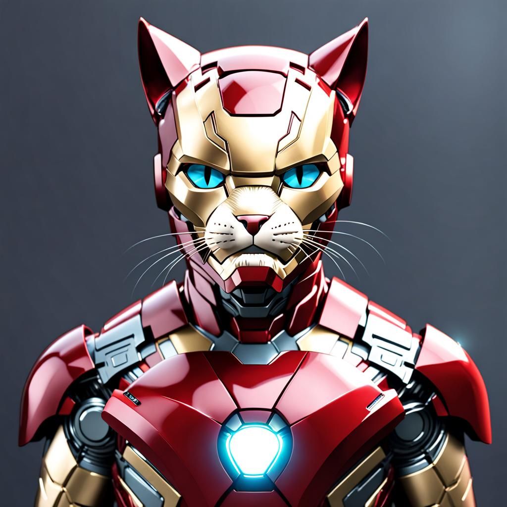 Iron Cat in Full Suit, Contrasting Colors