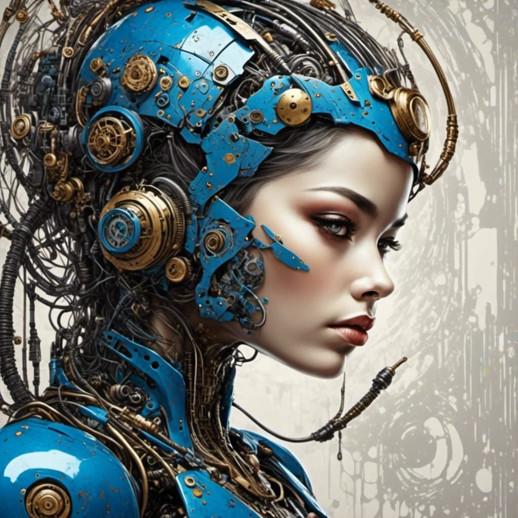 Cute Steampunk Robot with Marble Texture