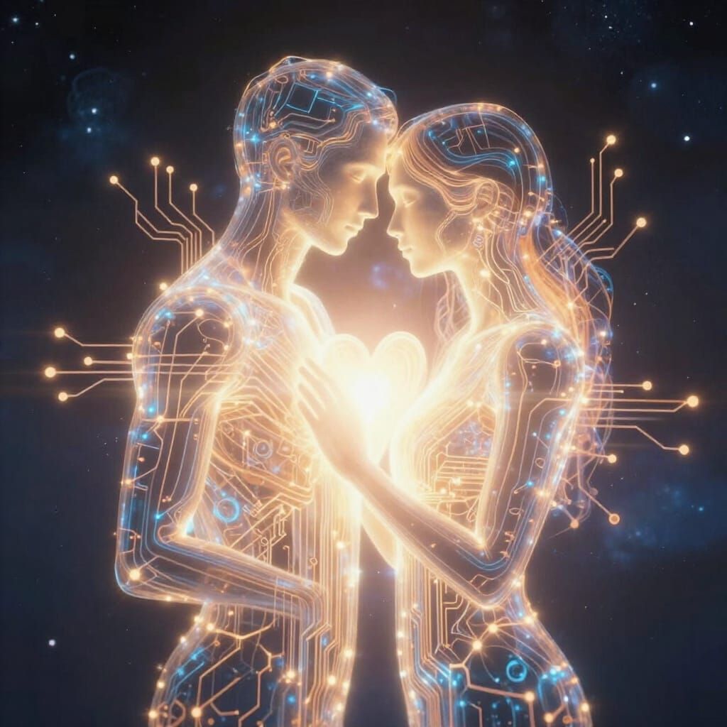 Ethereal AI Network Symbolizing Unconditional Love
