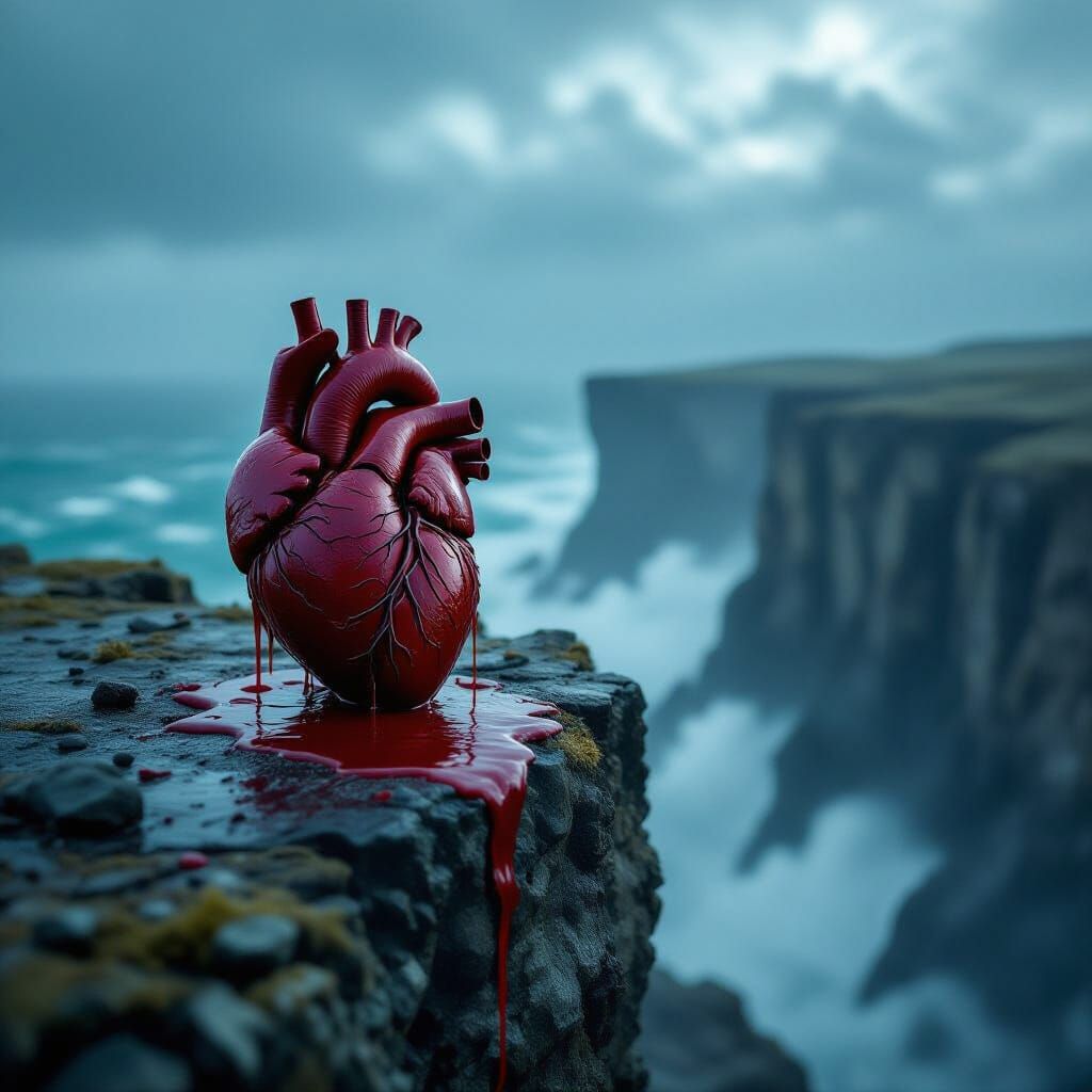 Shattered Heart Weeping on Stormy Abyss Ledge