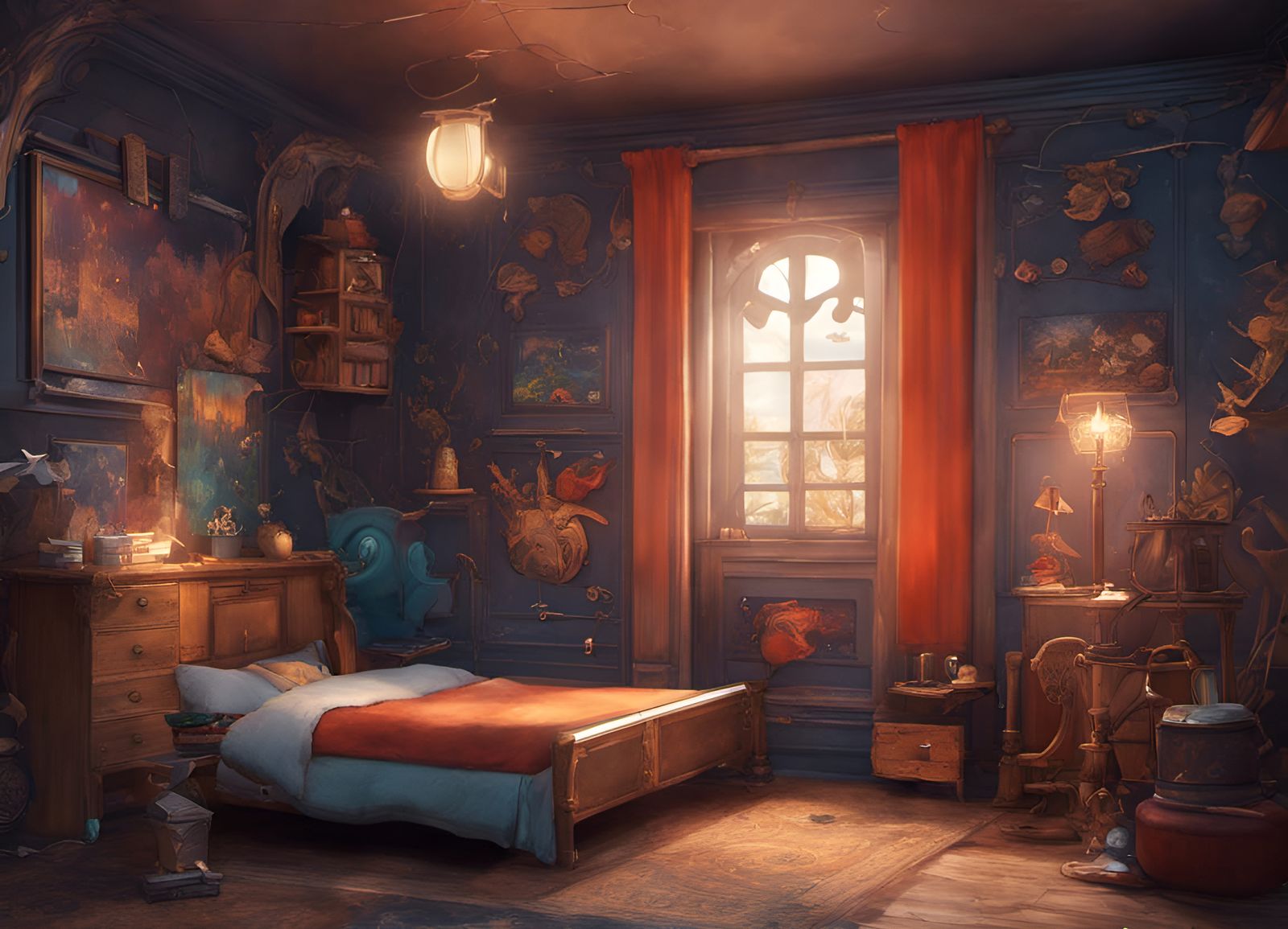 Nintendo Bedroom: Detailed Matte Painting in 8k