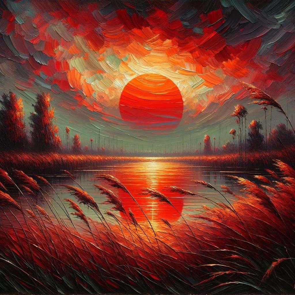 Red Sunset Painting