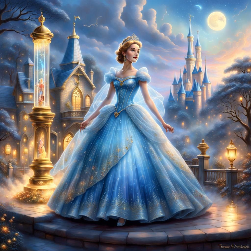 Cinderella in Glass Dress with Golden Tesla