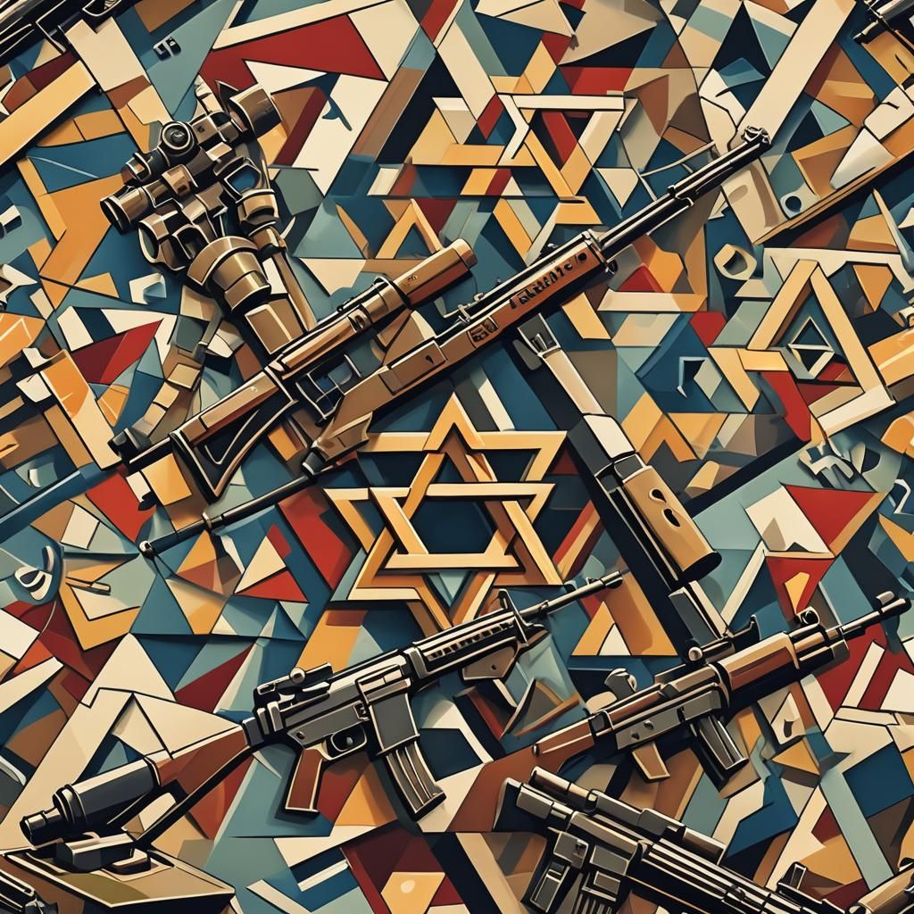 Star of David Composed of Military Elements in Cubist Style
