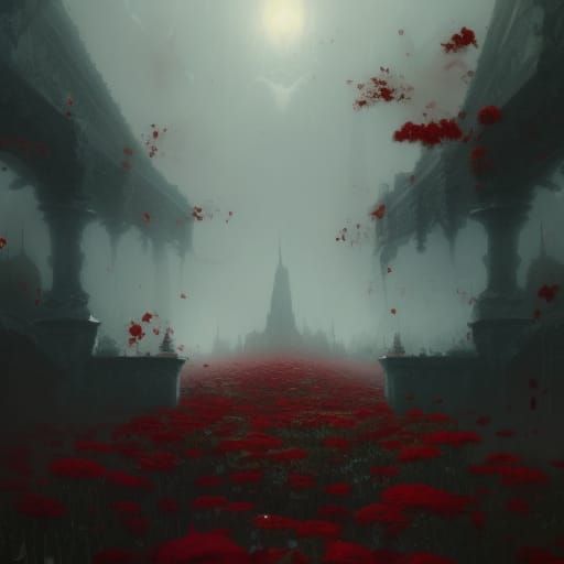 Gothic Flower Garden in Dark Fantasy Concept Art