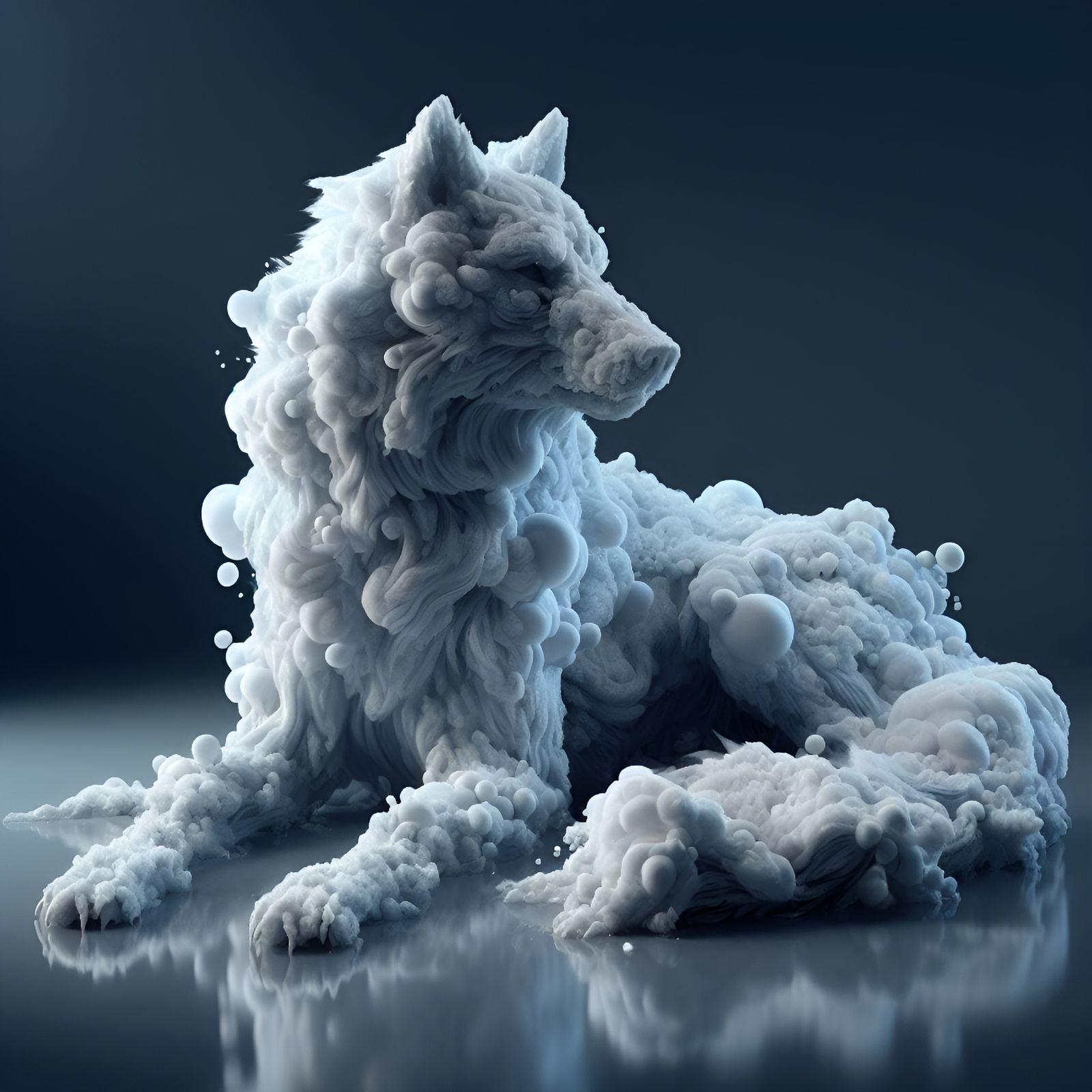 Epic Cloud Wolf: 3D Photorealistic Render
