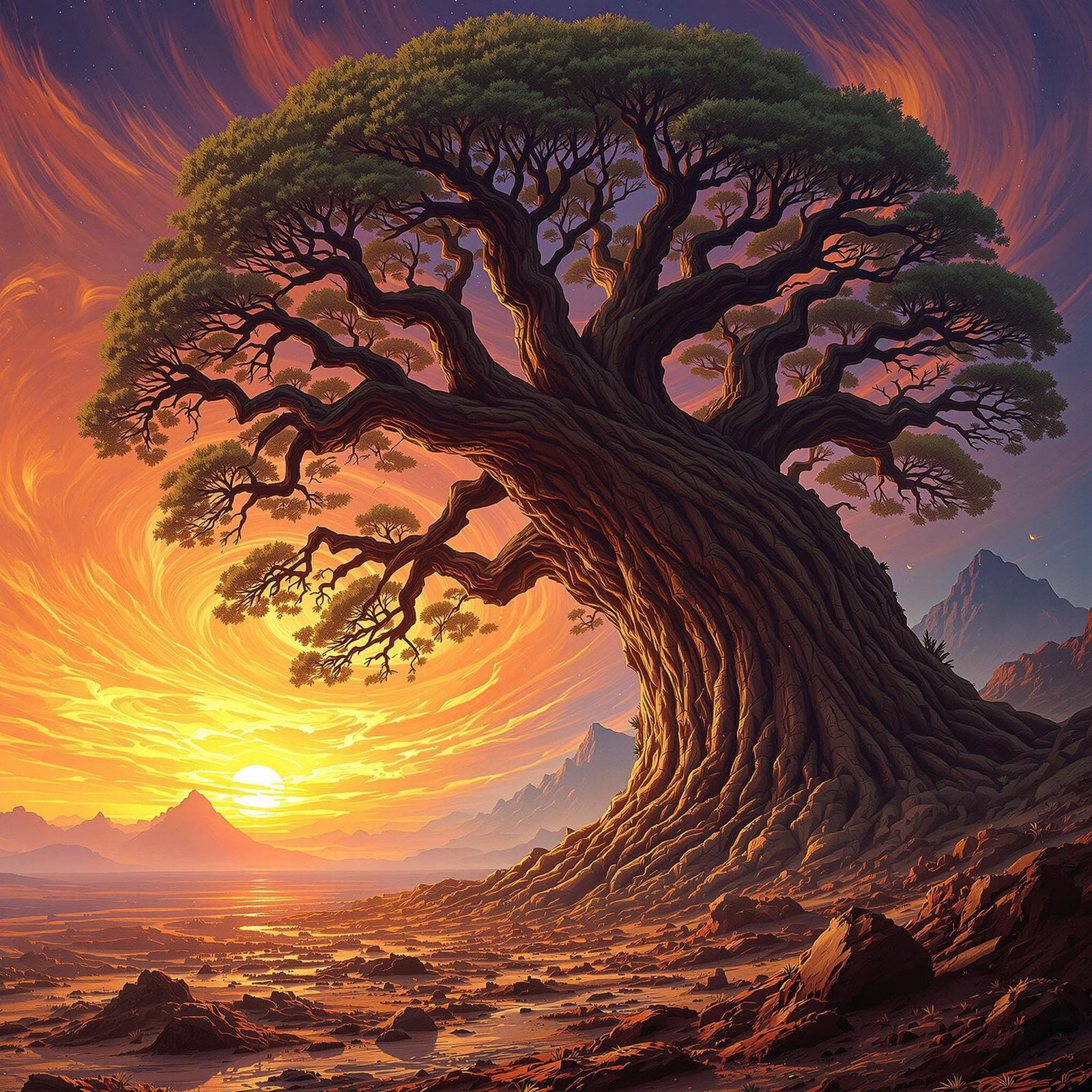 Colossal Tree on Alien Planet in Fantasy Art Style