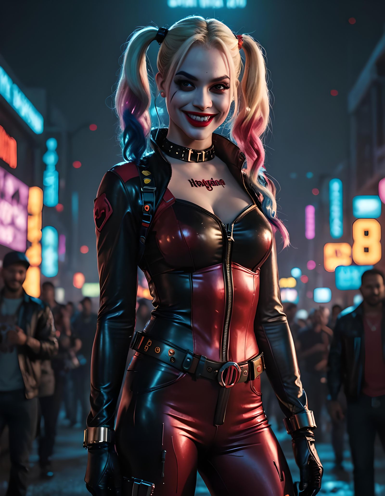 Harley Quinn Smirks: 8K 3D Photoillustration