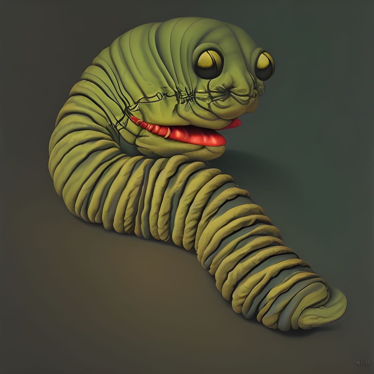 Mortified Caterpillar in Hyperrealism Style