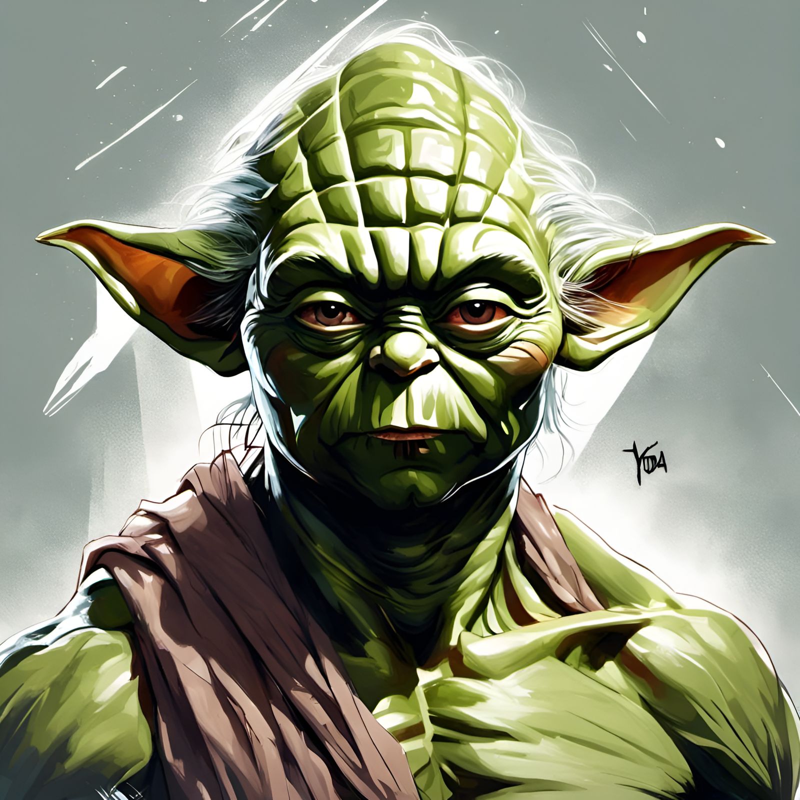 Muscular Yoda Portrait in Renaissance Style