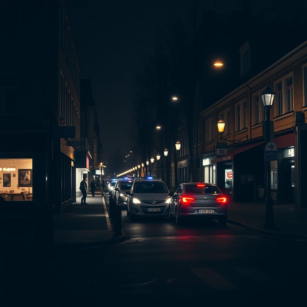 Dark Cityscape in High-Contrast Photorealism