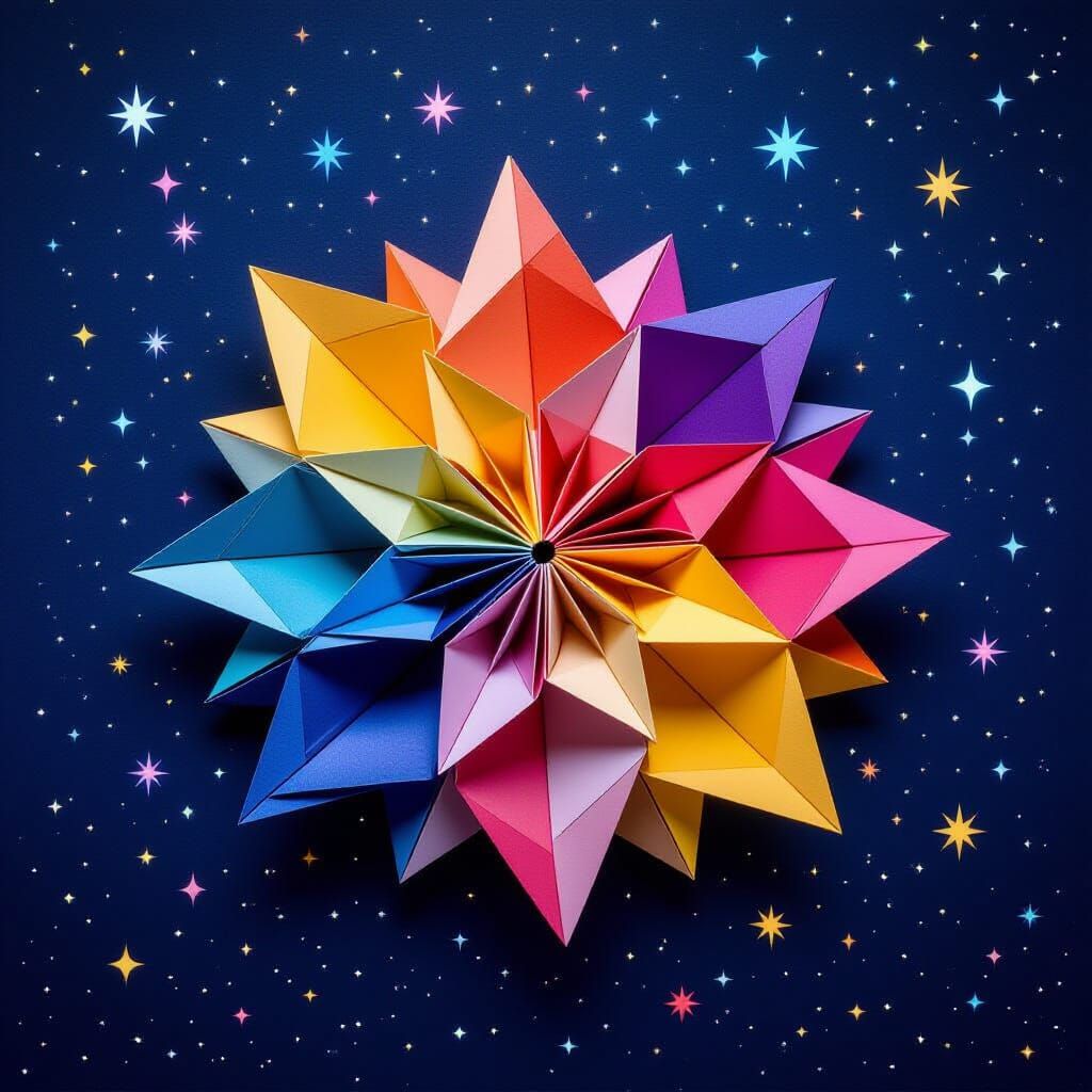 Origami Paper Galaxy With Vibrant Stars