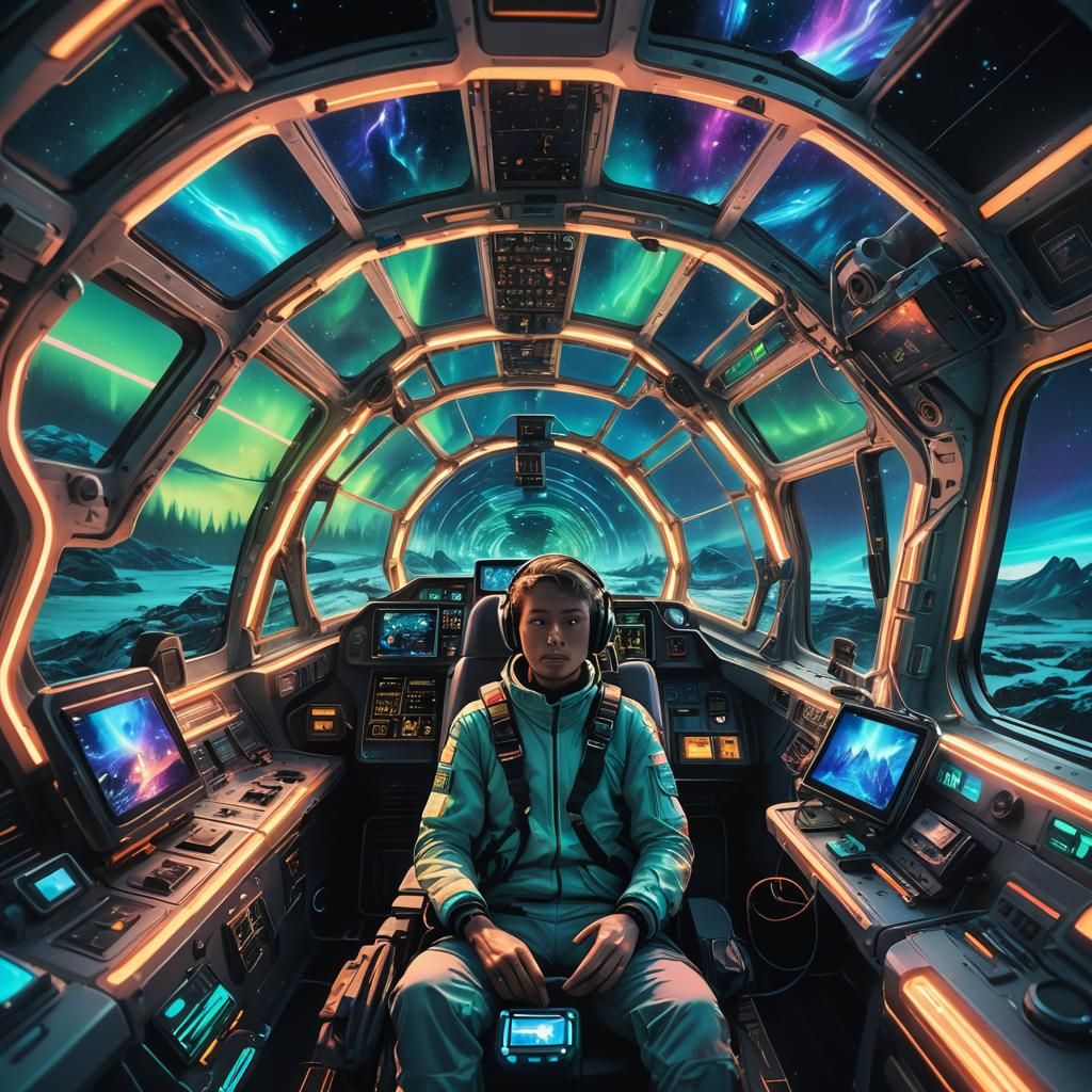 Futuristic Spaceship Cockpit with iPhone: Concept Art