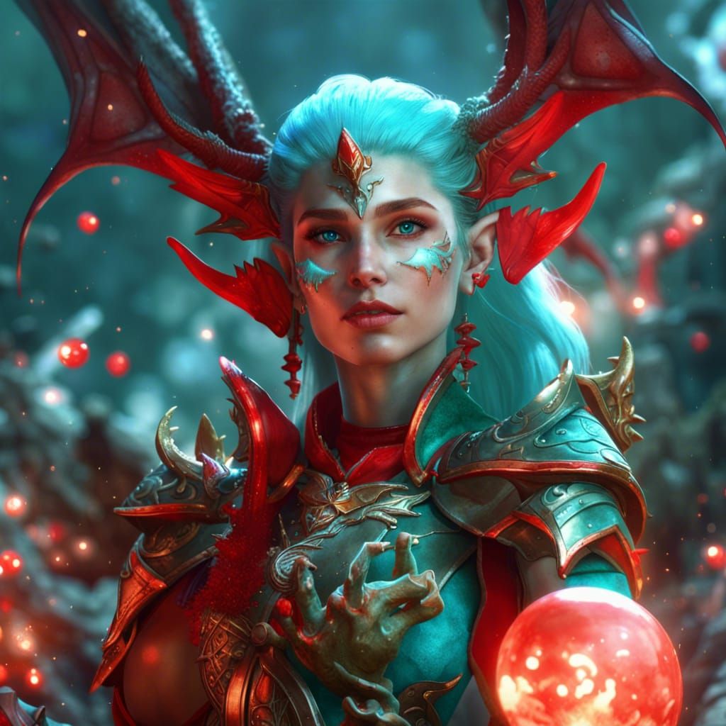 Dragon Elf with Red Psionics in 3D