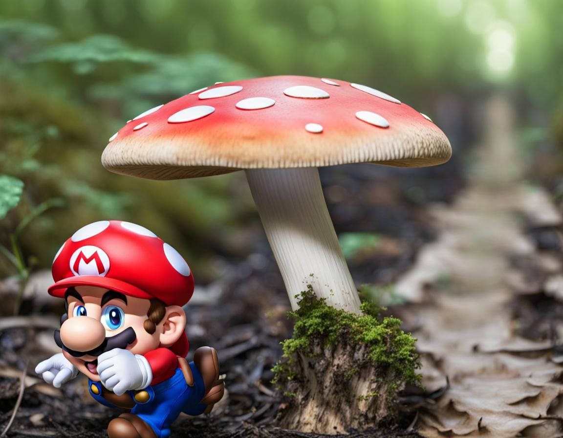 Mario Jumps on a Mushroom
