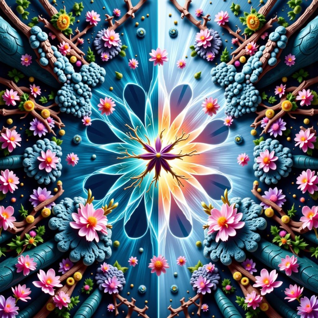 Kaleidoscope Split: Frosty Realm Meets Vibrant World