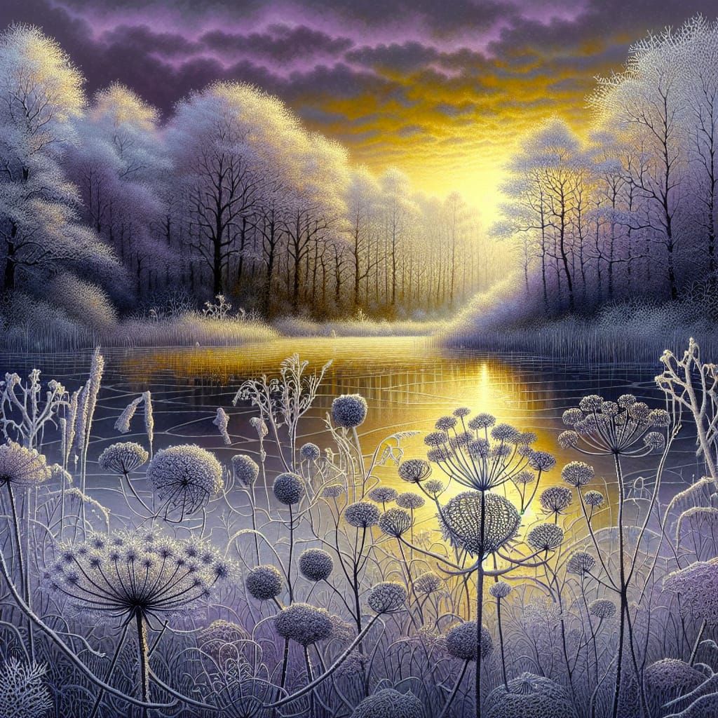 Winter Wonderland in Harmony of Grey, Gold, Lavender, and Wh...