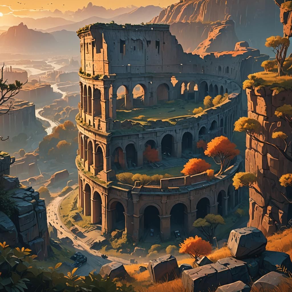 Colosseum in Mystical Landscape: Digital Matte Painting