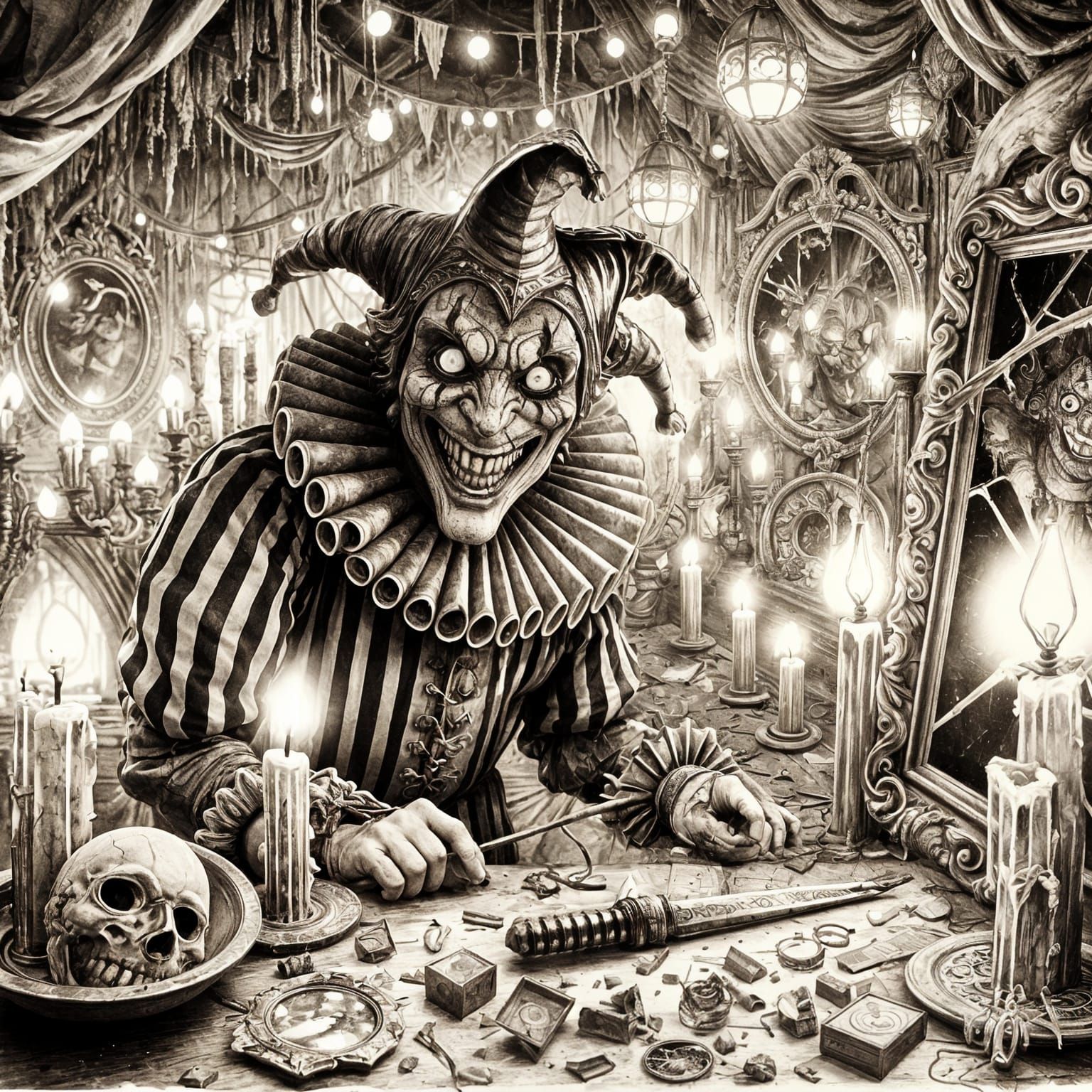 Twisted Jester in Carnival Hall of Mirrors