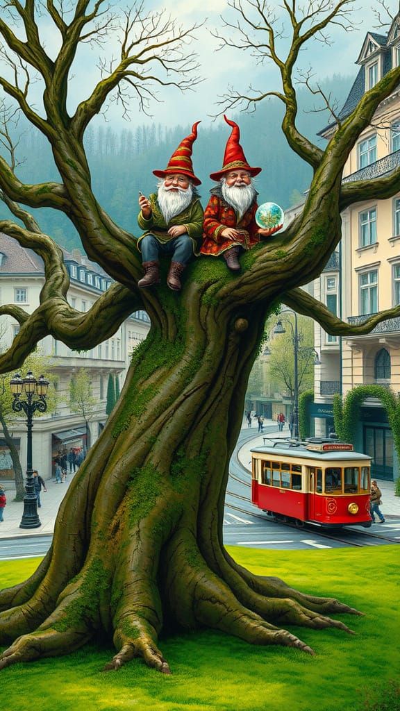 Ancient Tree Transports Dwarves Through Vibrant Salzburg Str...