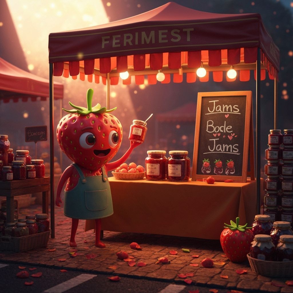 Strawberry Jam Seller in Surreal 3D Style