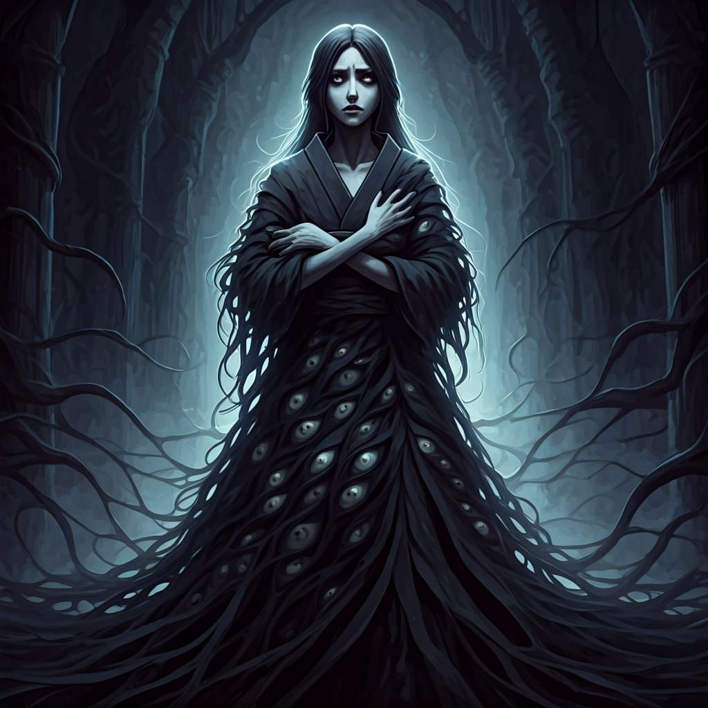 Ghostly Shinigami in Watercolor Noir Aesthetics