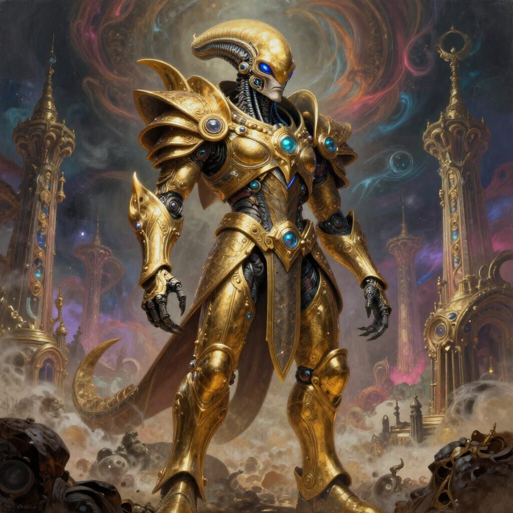 Colossal Armored Alien in Grand Tartarian Architecture