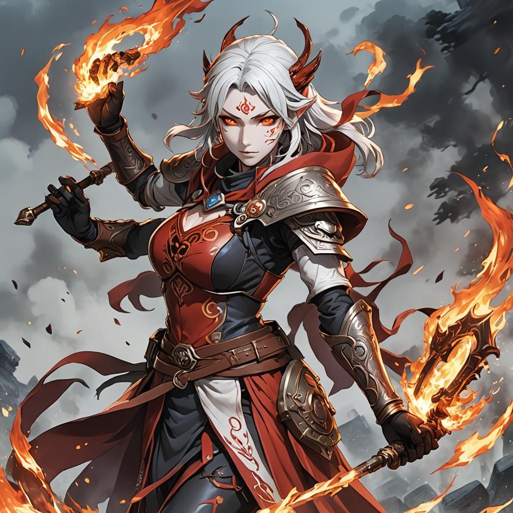 Anime Style Fire Genasi Rogue Thief