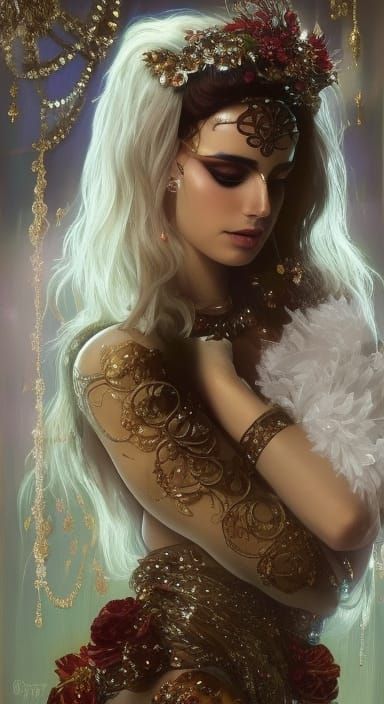 Celtic Woman in Masquerade Gown, Digital Art