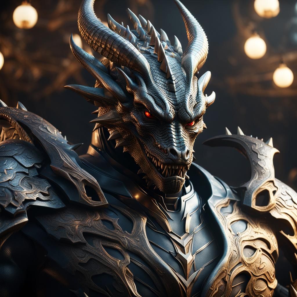 Dragon Humanoid in Suit: 3D Cinematic Render