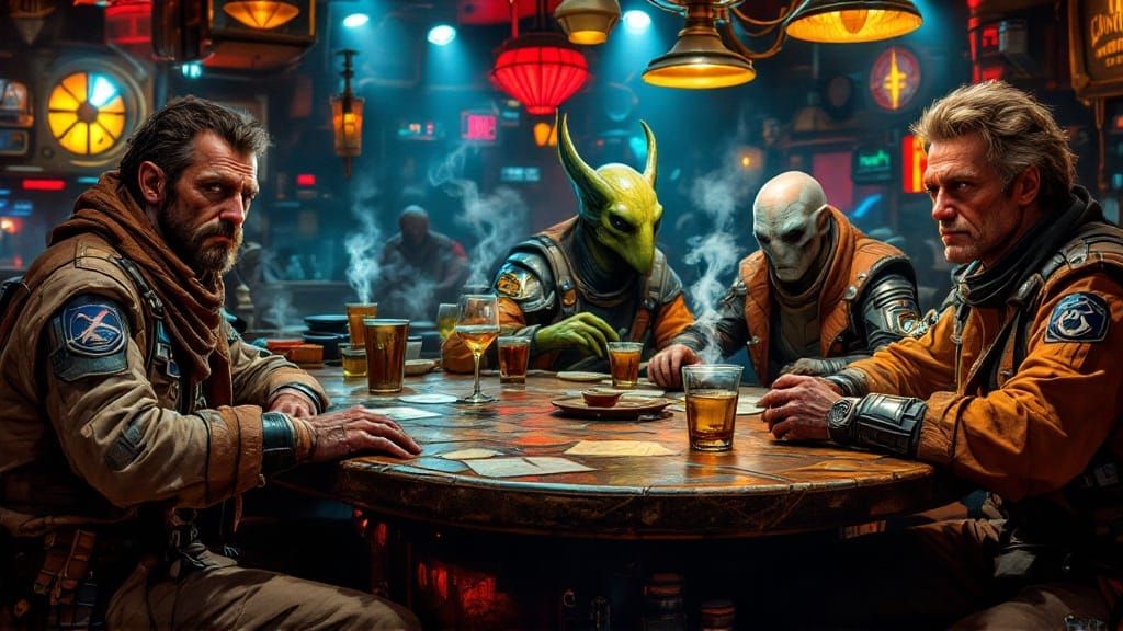 Galactic Gathering in the Mos Eisley Cantina - Cyberpunk Sci...