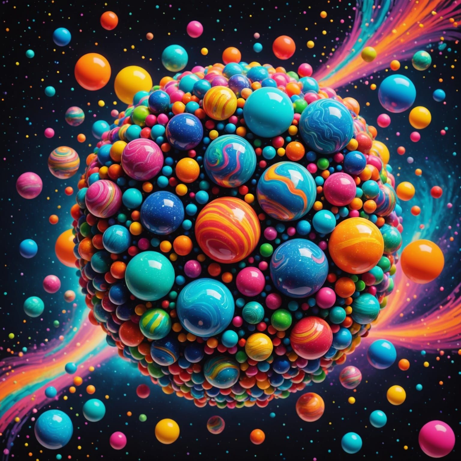 Psychedelic Neon Spheres in Stellar Outerspace