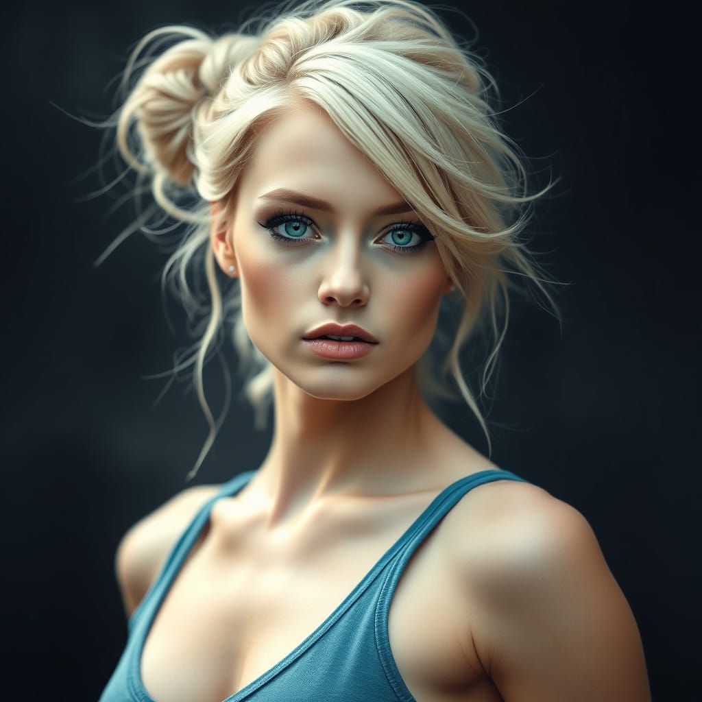 Serene Boho Goddess with Blue Eyes