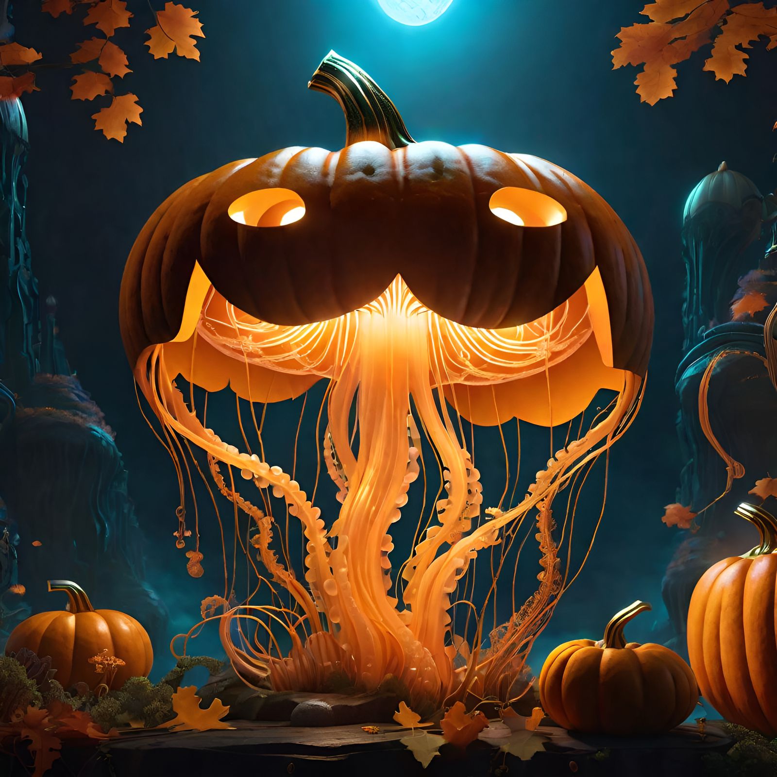 Jellyfish Jack-o'-Lantern Fantasy Concept Art