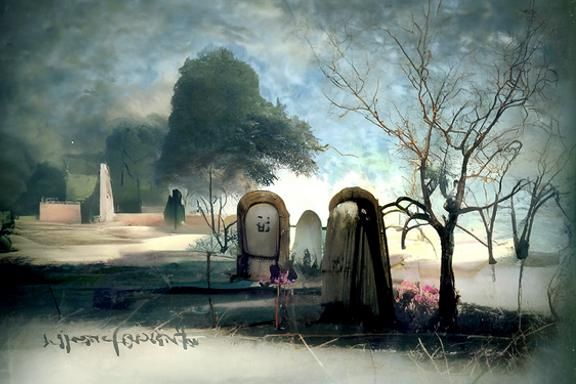 Horror Cemetery Landscape in Stephen Mackey Style