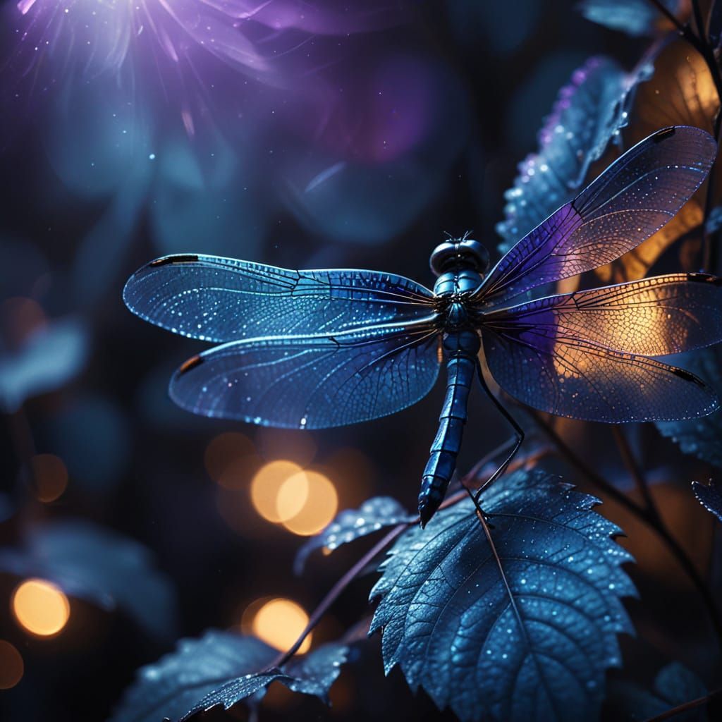 Ethereal Dragonfly Wings in a Misty Forest