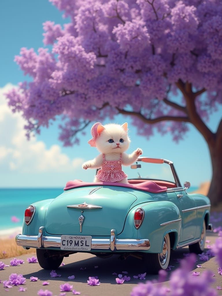 Kitten's Seaside Road Trip in Shabby Chic Style