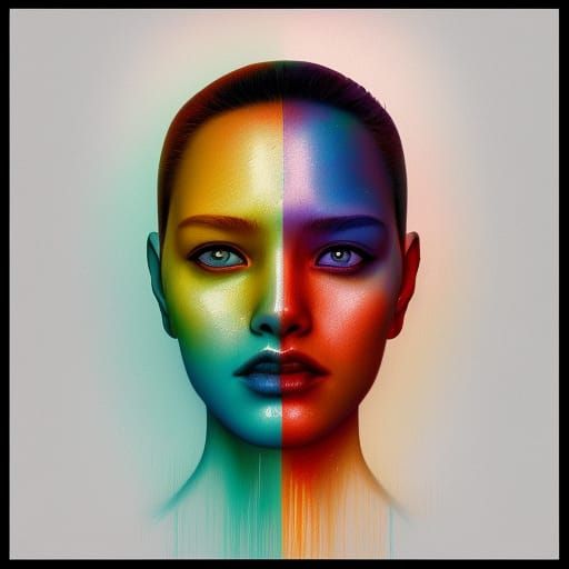 Rainbow Eyes Portrait in Digital Art Style