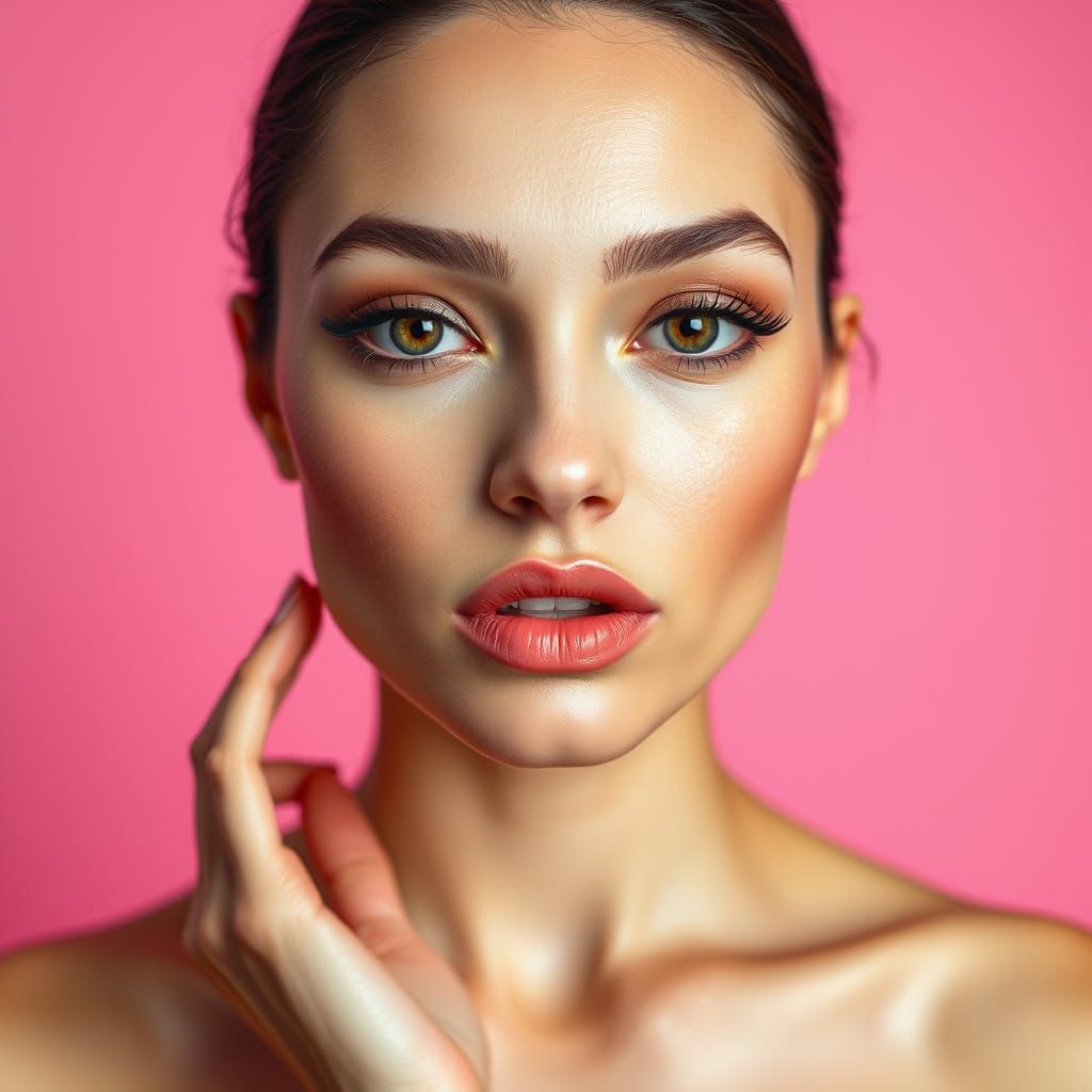 Glamorous Woman in High Fashion Cosmetic Portrait