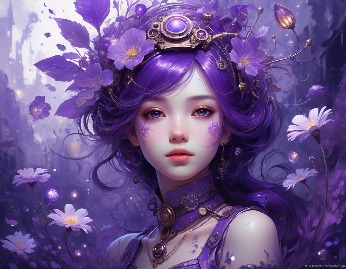 Ethereal Abstract Floral Design in Steampunk Style